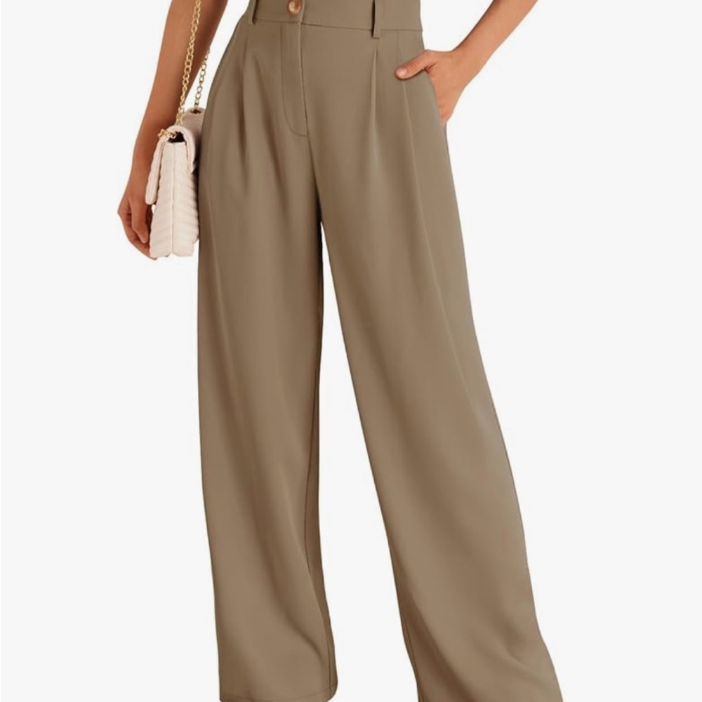 Elegant Tan Wide-Leg Pants